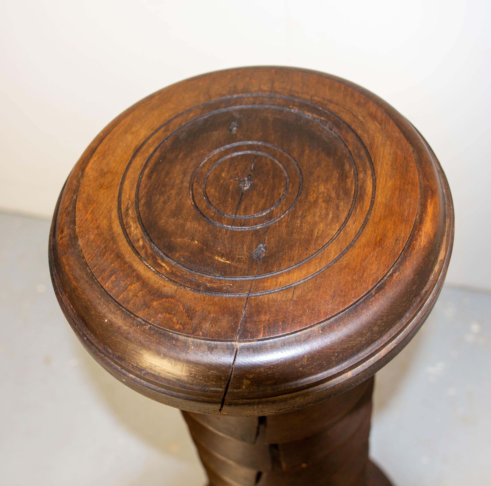 French Midcentury Turned Beech Pedestal Or Plant Holder  Dudouyt Style, C. 1940 photo vintage