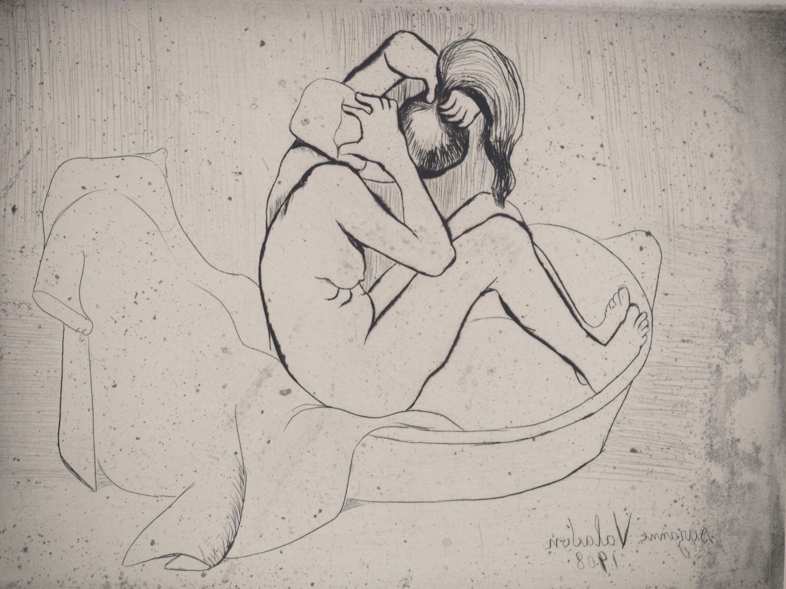 Suzanne Valadonmary In The Tub Sponging Herself   Original Etching Signed (Petrides #E13)1932