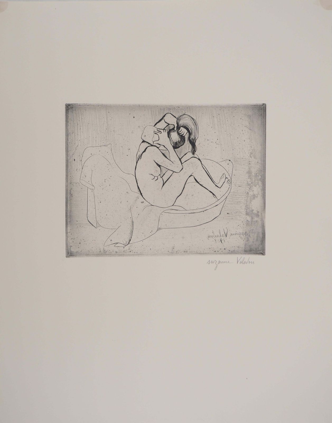 Suzanne Valadonmary In The Tub Sponging Herself   Original Etching Signed (Petrides #E13)1932 photo for sale