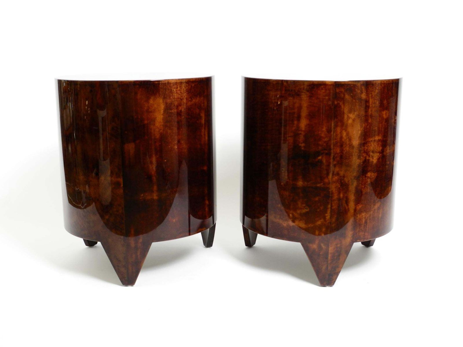 Two 90s Coffee Tables "Night&Day" By Tura Made Of Wood Covered With Goatskin photo 5511.0