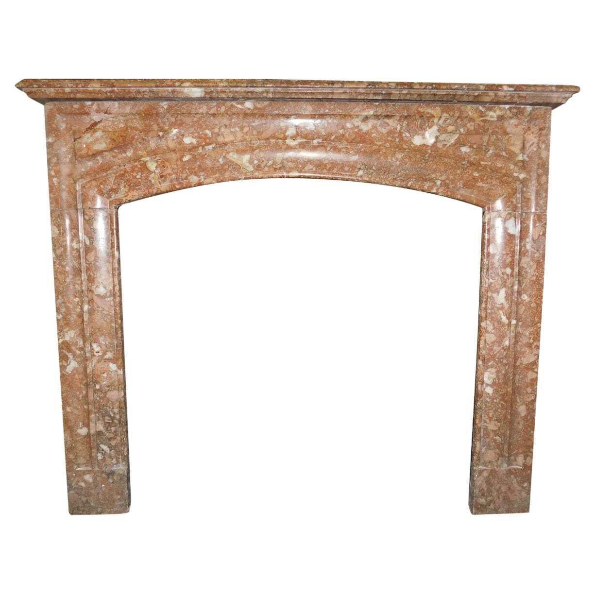 Fireplace Mantel In Red Marble, Carved Linear, Italy
