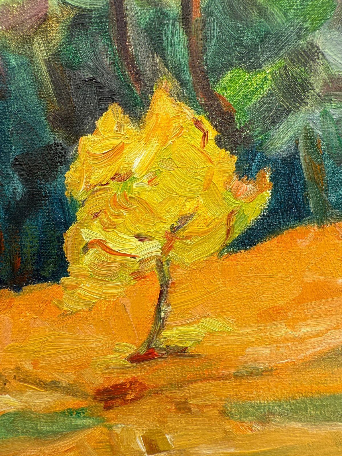 Bernadette Van Baarsen Green & Yellow Provençal Landscape In Oil On Canvas. 'Vallon De Saint Jean'2023 photo 1509.0
