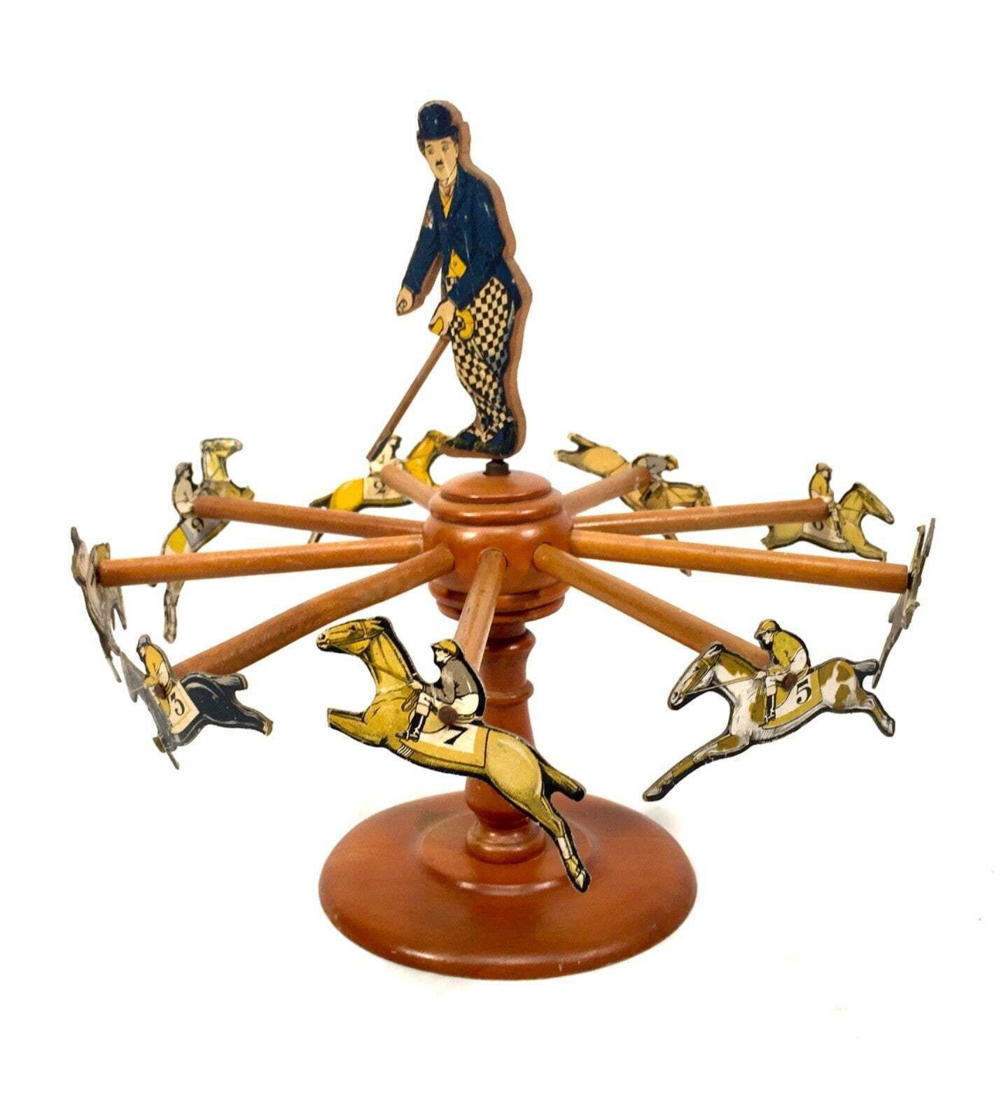 Antique 1920s Wooden Charlie Chaplin "Eureka" Horse Racing Bet Game / Art Deco photo for sale