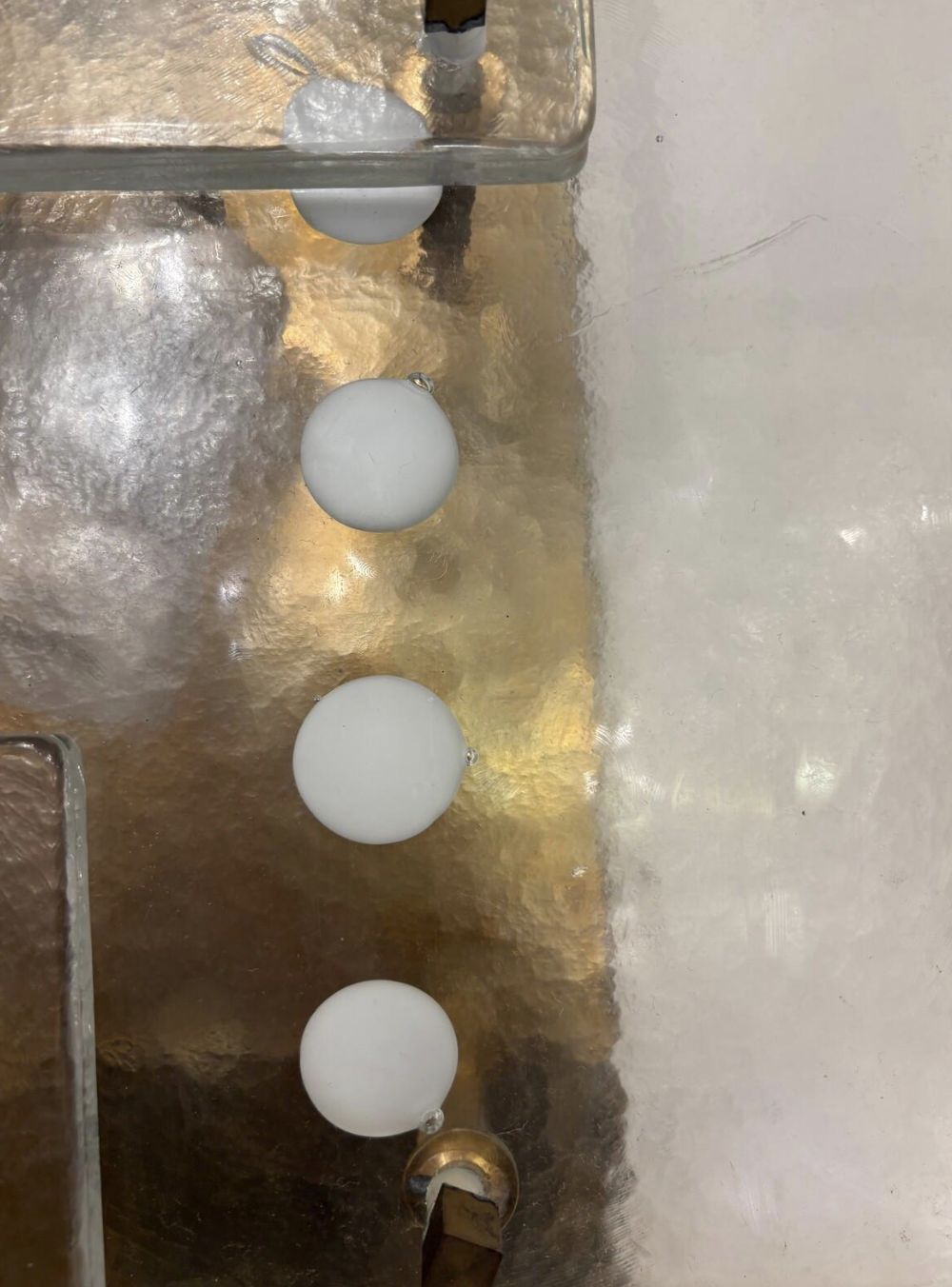Mid Century Modern Pair Of Wall Lights, Glass And Brass, Italy photo for sale