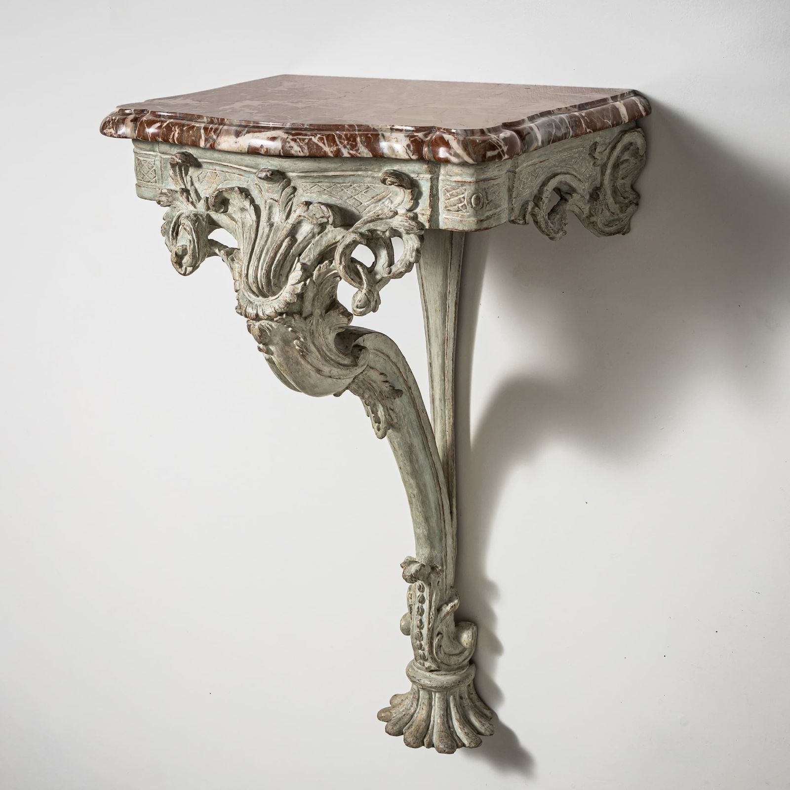 Wall Console With Red Marble Top, Probably France, 2nd Half 18th Century