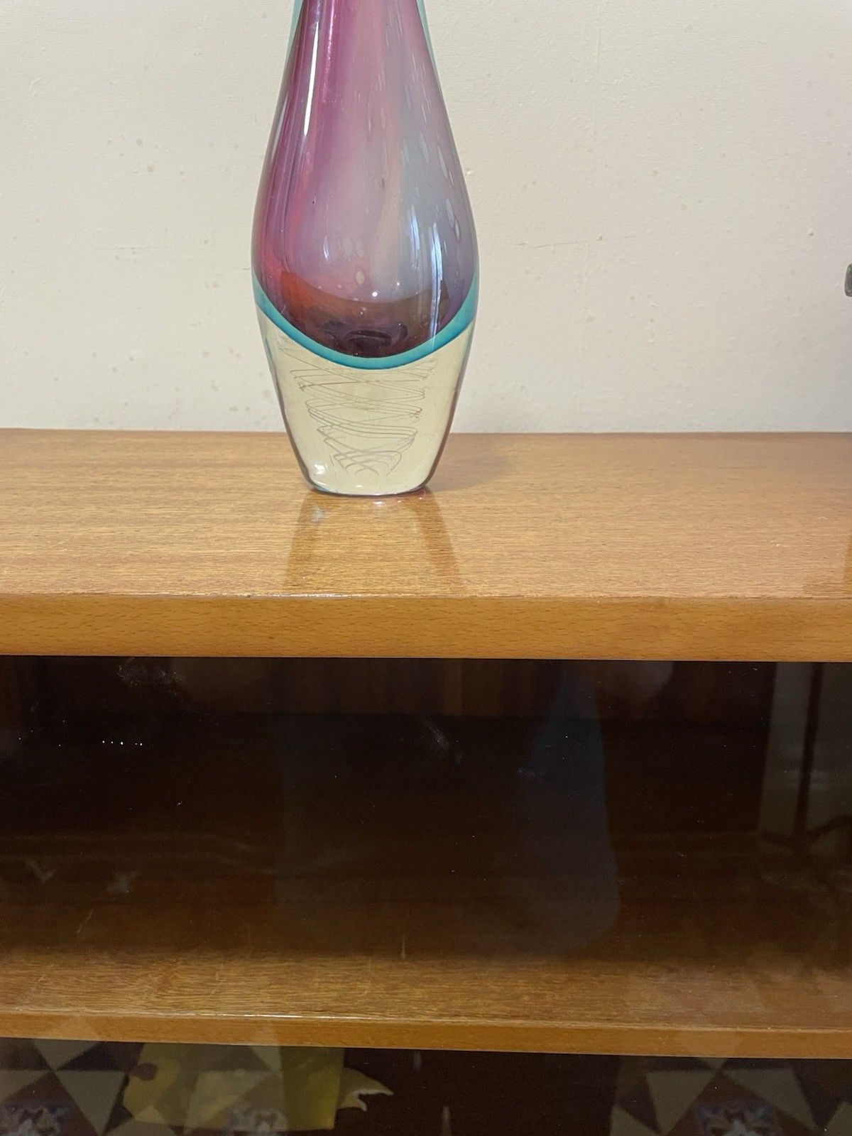 photo vintage Luigi Onesto Murano Glass Sommerso Teardrop Vase With Air Twist Base Vintage Mcm