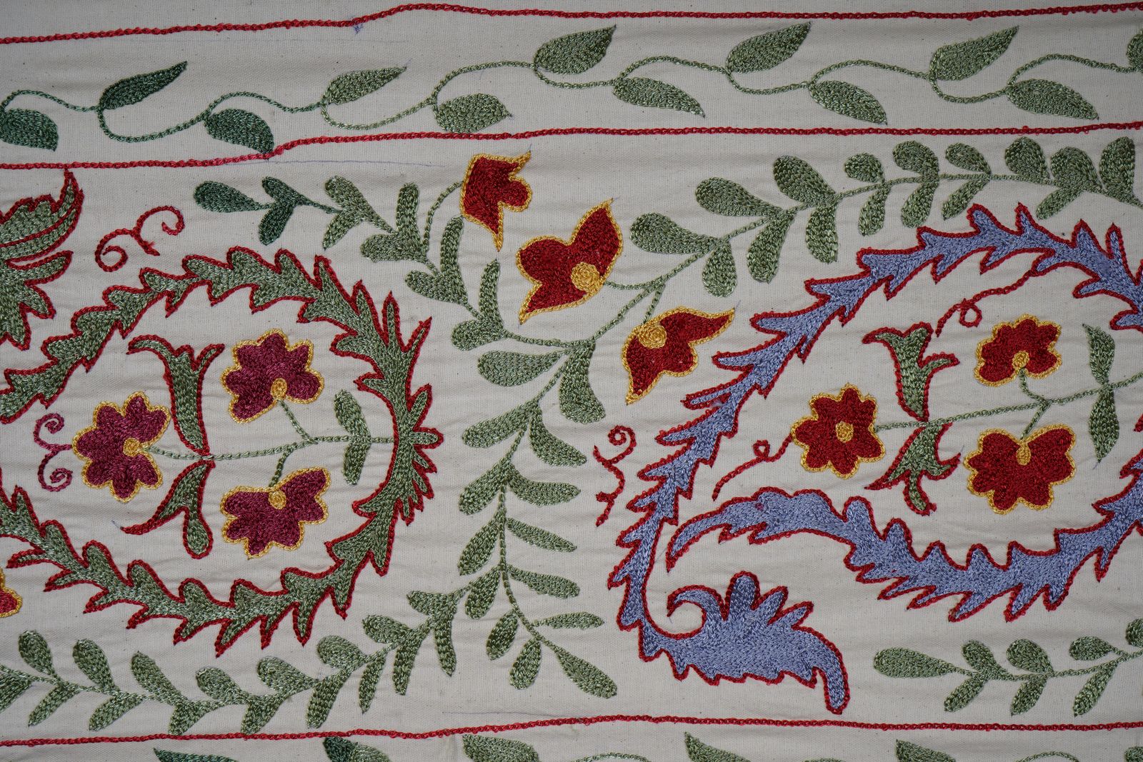 Suzani Tablecloth, Suzani Tapestry, Embroidery Uzbek Floral Textile, Rustic Room Decor 1'6'' X 5'4'' photo furniture