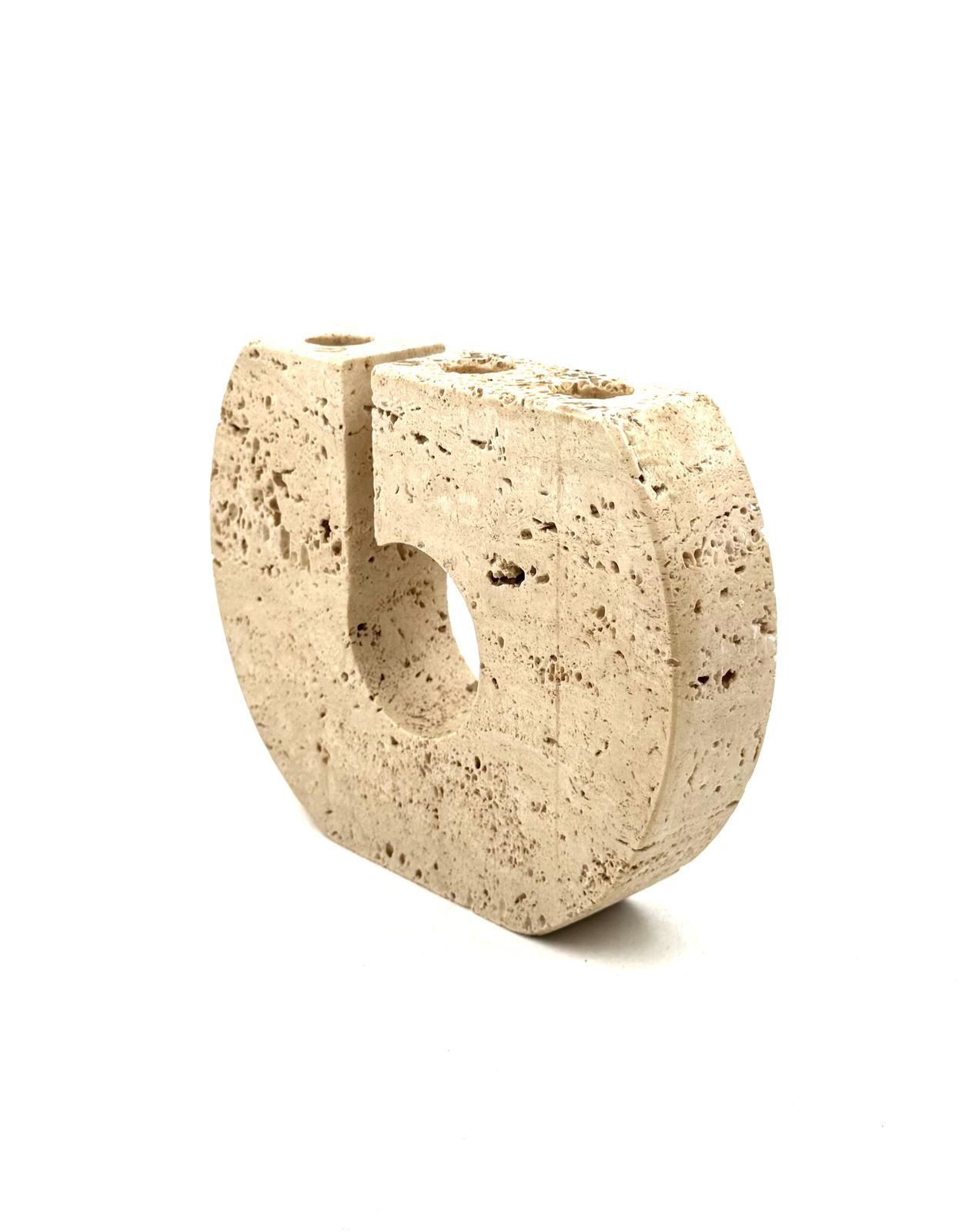 photo for sale Enzo Mari, Brutalist Travertine Candle Holder, Fratelli Mannelli Italy 1970s