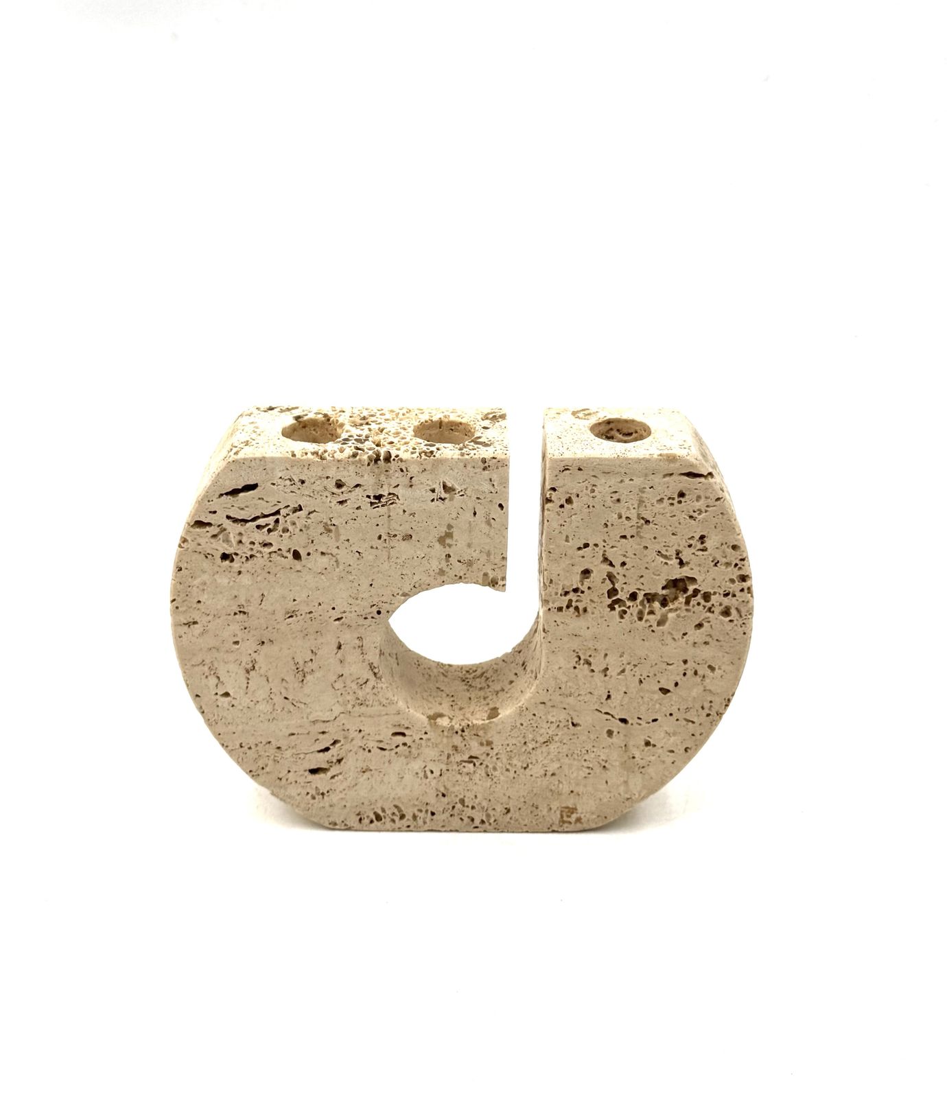 Home Decor Enzo Mari, Brutalist Travertine Candle Holder, Fratelli Mannelli Italy 1970s photo