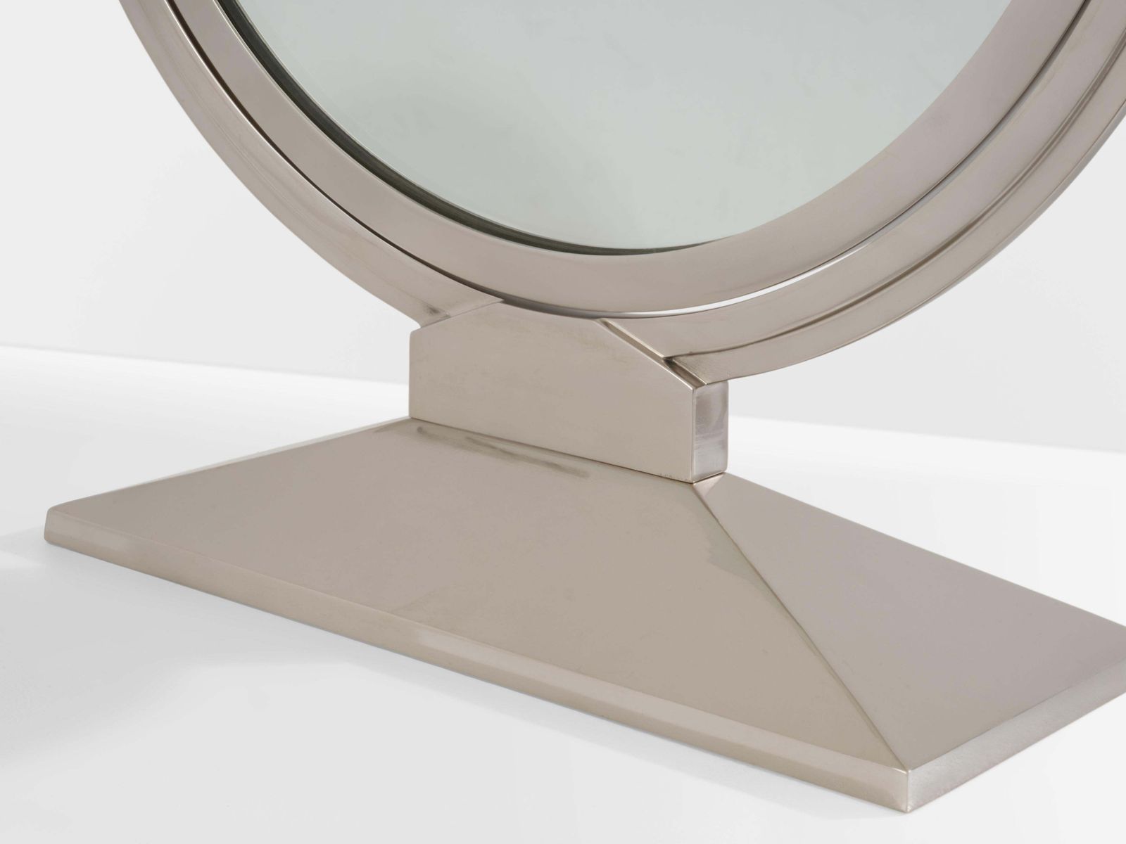 Maison Dominique Art Deco Nickel Plate Metal Vanity Mirror 1930s photo Home Decor