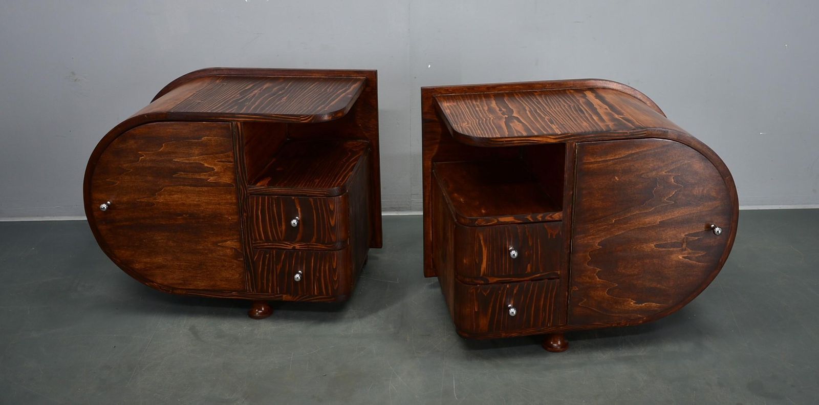 1935s Pair Of Rare Art Deco Bedside Tables, Czechoslovakia photo Furniture