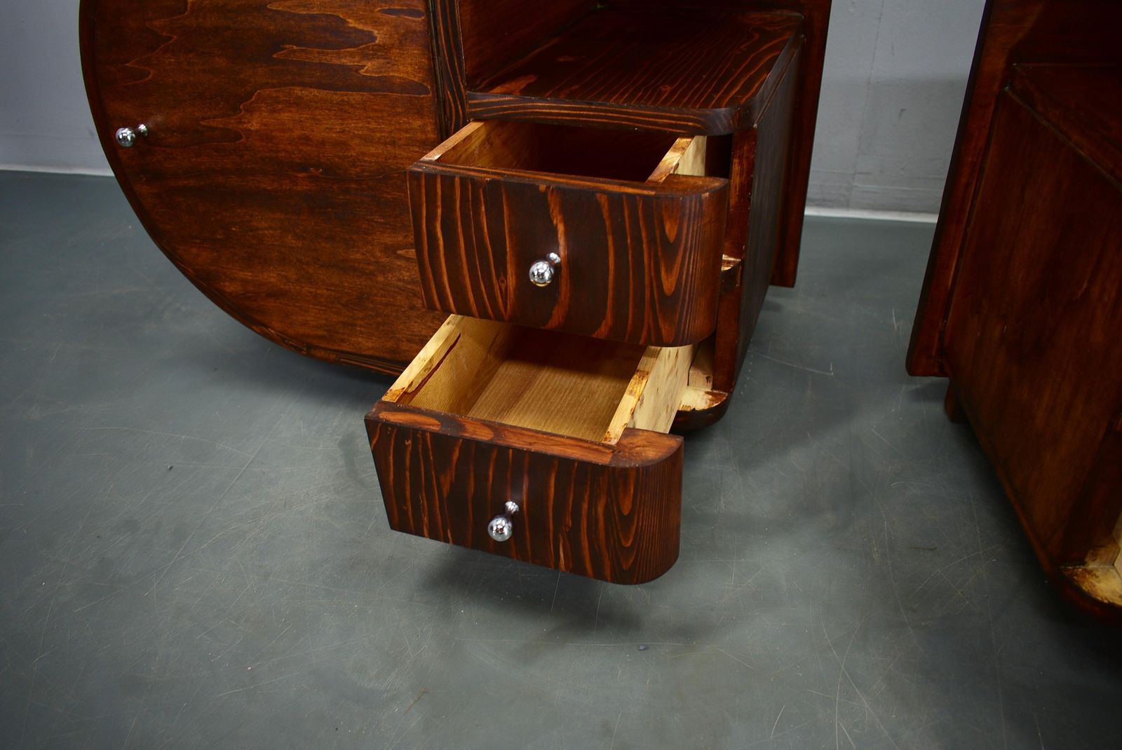 Furniture 1935s Pair Of Rare Art Deco Bedside Tables, Czechoslovakia photo