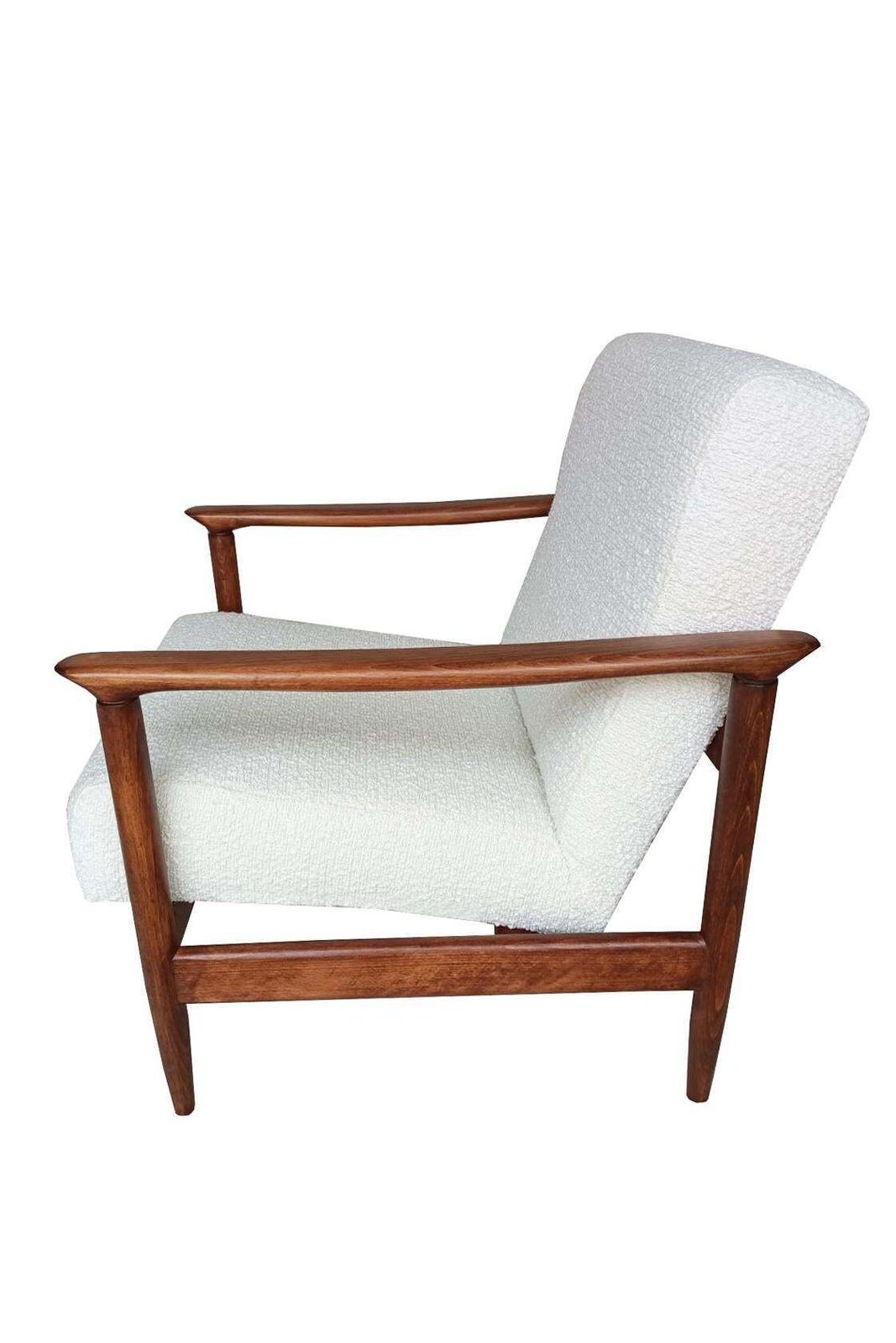 Pair Of Mid Century White Boucle Armchairs, Gfm 142, Edmund Homa, Europe, 1960s photo vintage