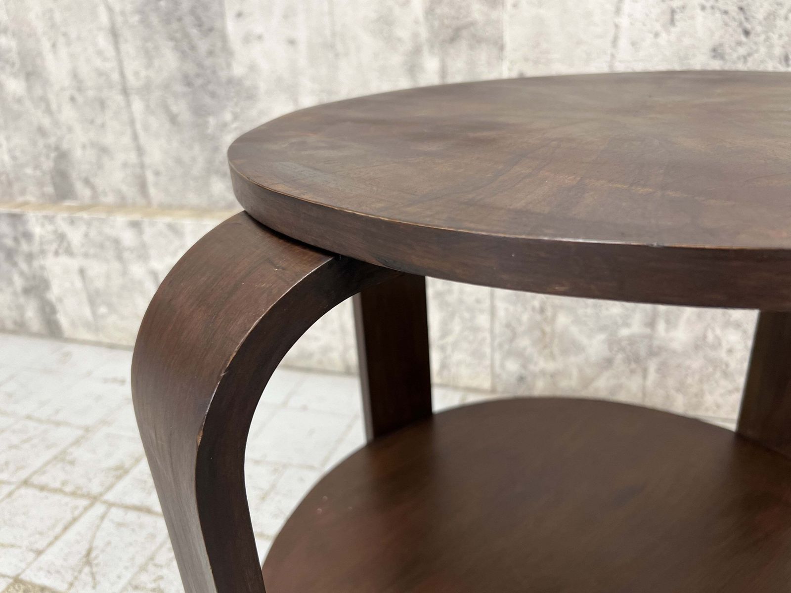 Dark Wooden Art Deco Gueridon Side Table photo buy