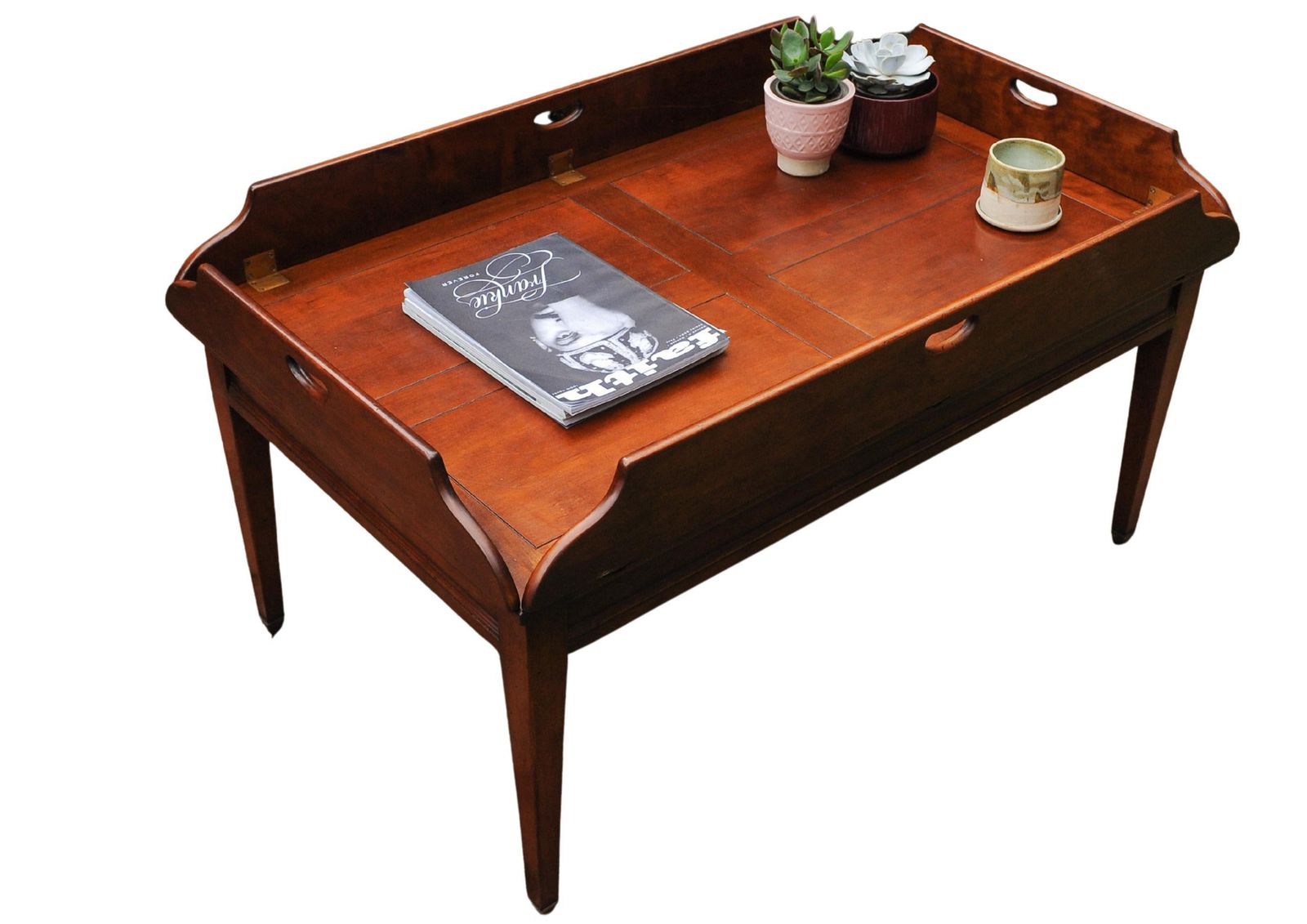 Campaign Mahogany & Brass Butler's Coffee Table Hand Crafted By Kennedy Furniture For Harrods photo buy