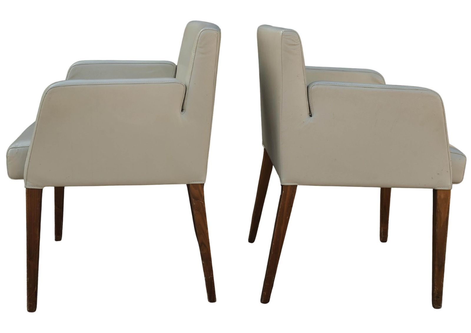 Pair Of Hülsta Cream Leather Solid Beech Frame Armchairs Makers Label To Each Chair Model Number D20 Made In Stadtlohn, German photo vintage