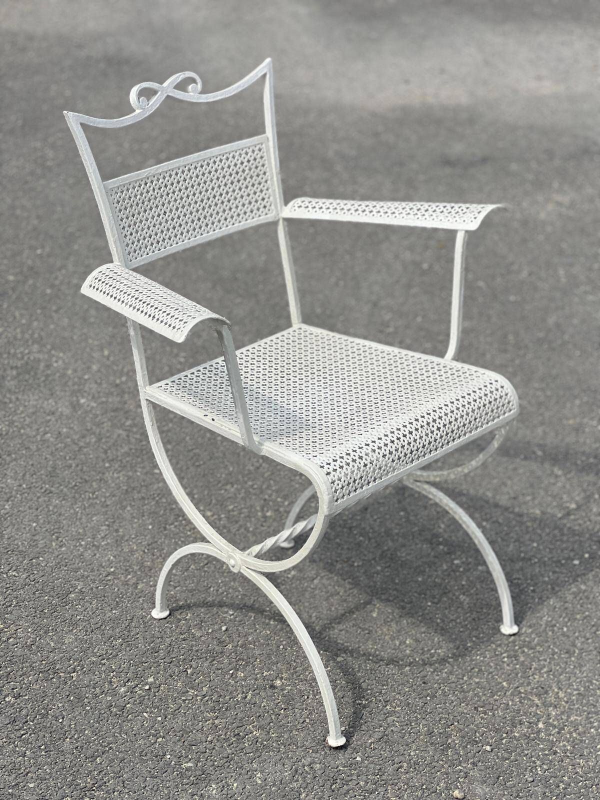 Garden Set Attributed To Maison Jansen In Wrought Iron 1960 photo Furniture