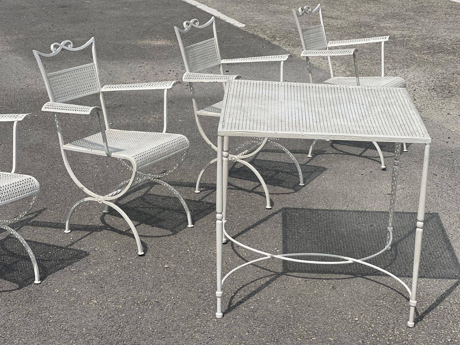 Garden Set Attributed To Maison Jansen In Wrought Iron 1960 photo vintage