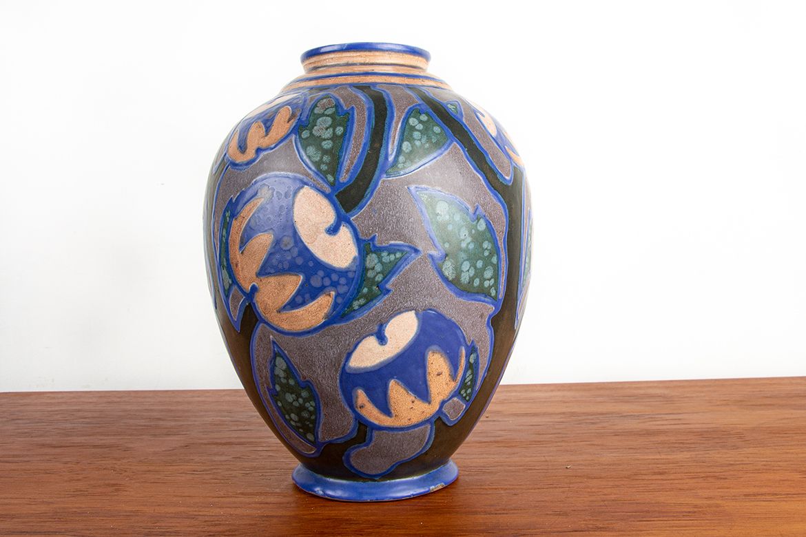 Multicolored Ceramic Vase, Art Nouveau Period By The Revernay Manufacture, 1910s. photo for sale