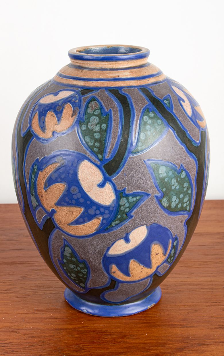 Multicolored Ceramic Vase, Art Nouveau Period By The Revernay Manufacture, 1910s. photo 1550.0
