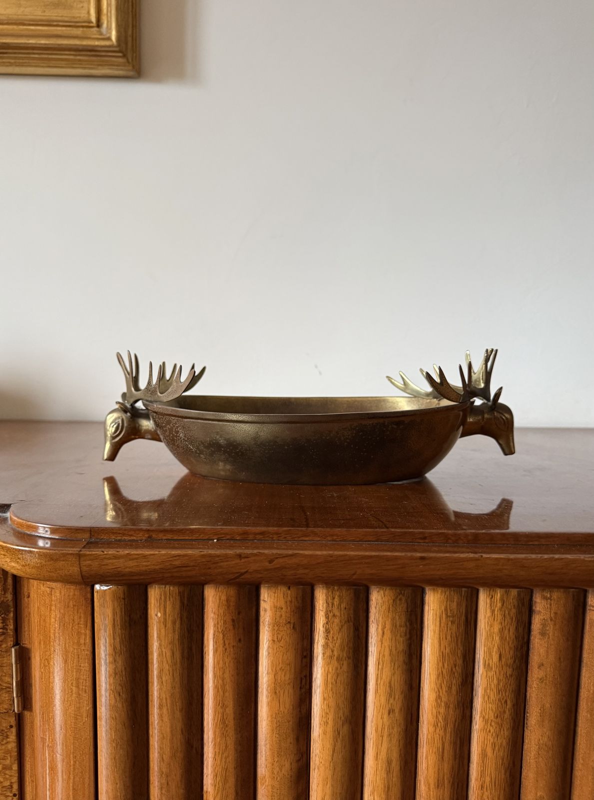 photo for sale Mid Century Modern Brass Deers Centerpiece / Bowl, France 1970s