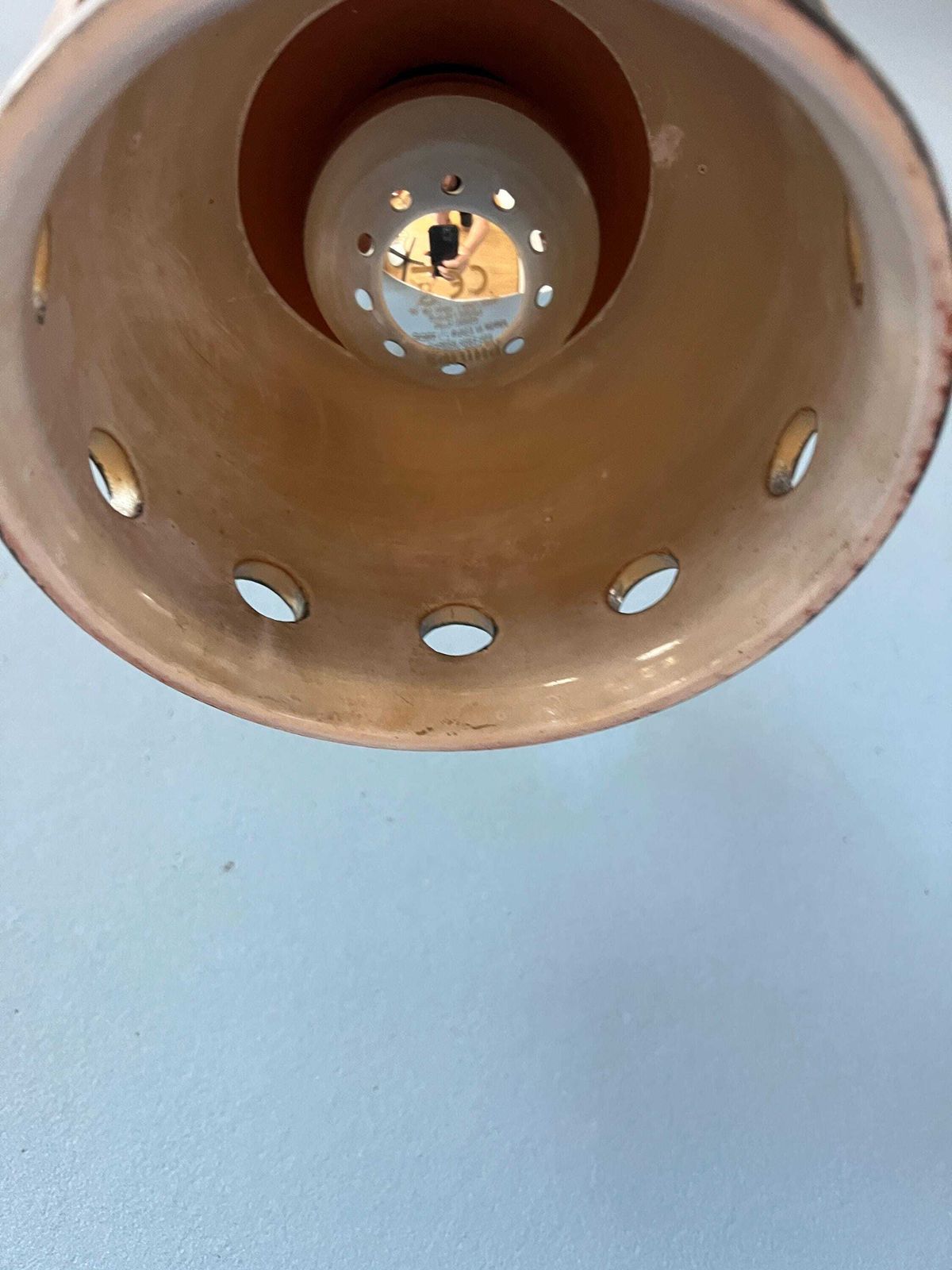 Brown Mid Century West Germany Ceramic Pendant Lamp photo vintage