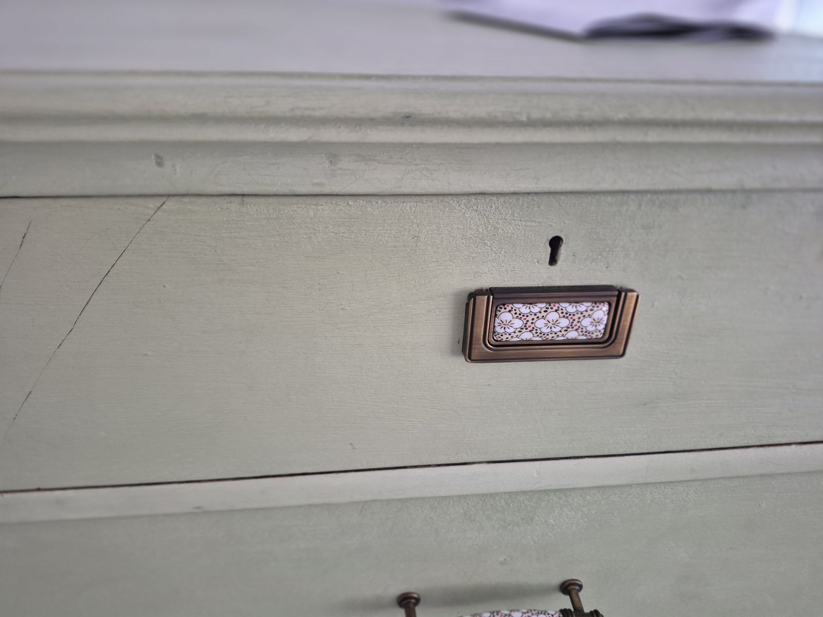 19th C Upcycled Mahogany Chest Of Drawers Green photo 100.0