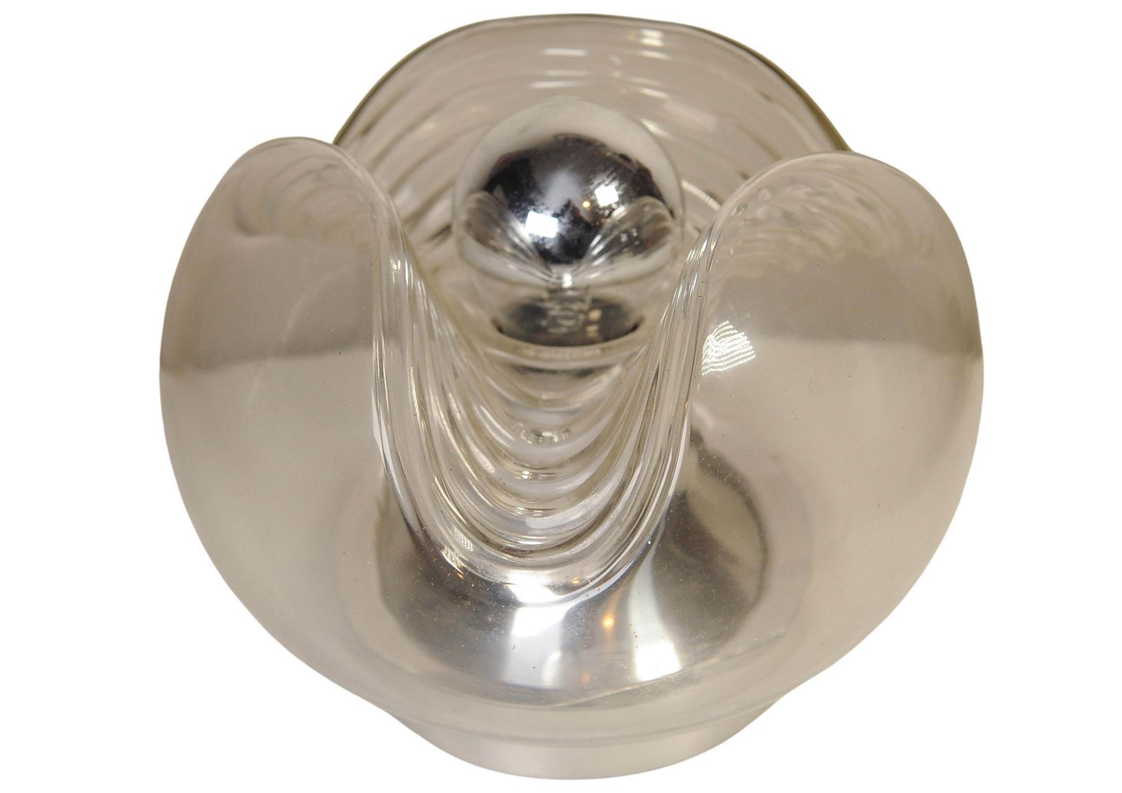 Art Deco Design Organic Moulded Glass & Chrome Table Lamp By Mégal Ag Swiss photo vinterior