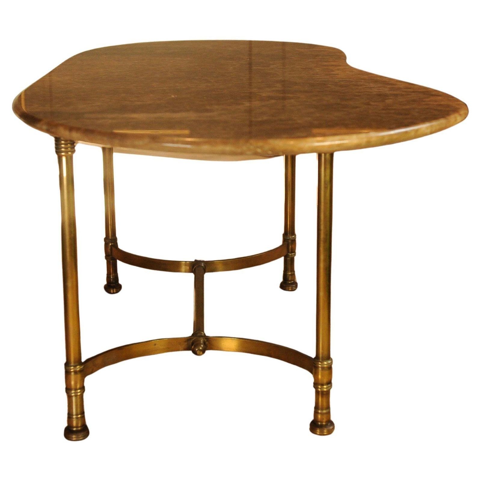 Italian Mid Century Occasional Table Made Of Brass With A Kidney Shaped Marble Top Circa 1950's photo Furniture