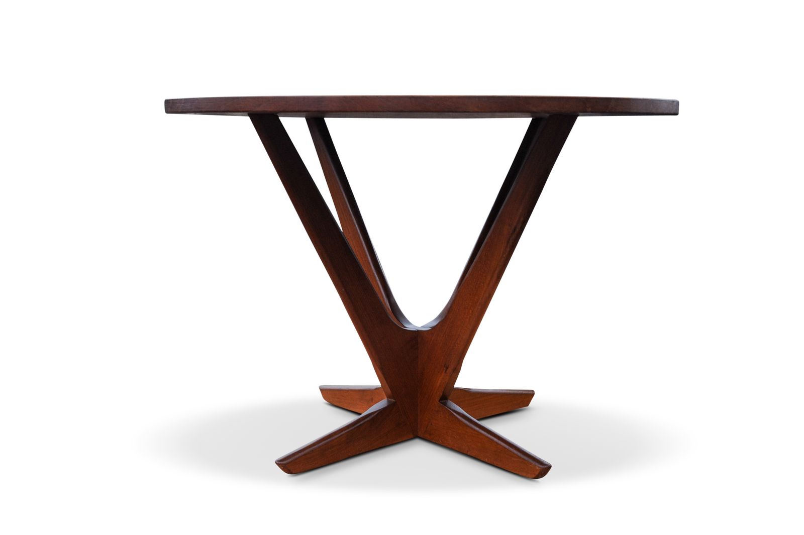 Georg Jensen Kubus Radial Teak Coffee Table, Raised On Intersecting V Shaped Supports Made In Denmark photo Furniture