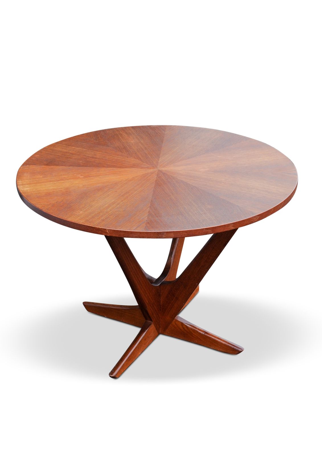 Georg Jensen Kubus Radial Teak Coffee Table, Raised On Intersecting V Shaped Supports Made In Denmark photo vinterior