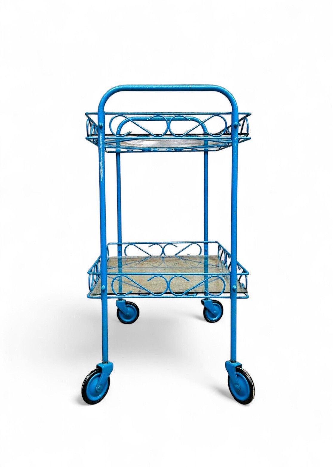 Drinks Trolley Gin Bar Steel And Glass C1950s Rare Two Tier photo buy