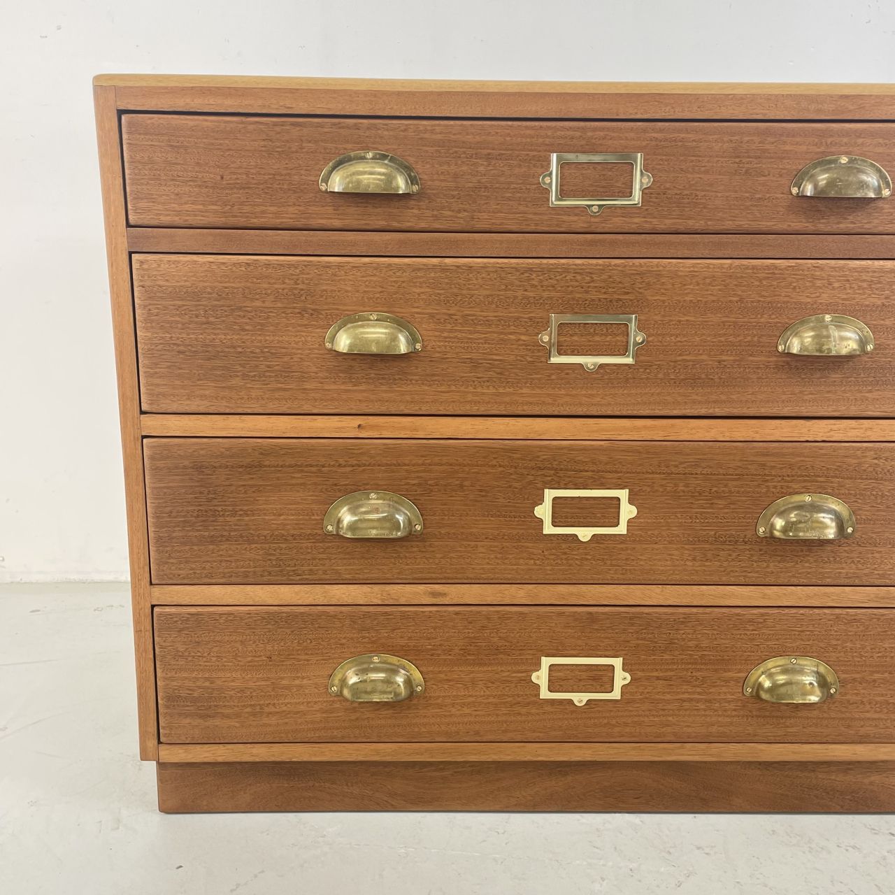 4 Drawer 1930s Plan Chest With Brass Cup Handles photo vinterior