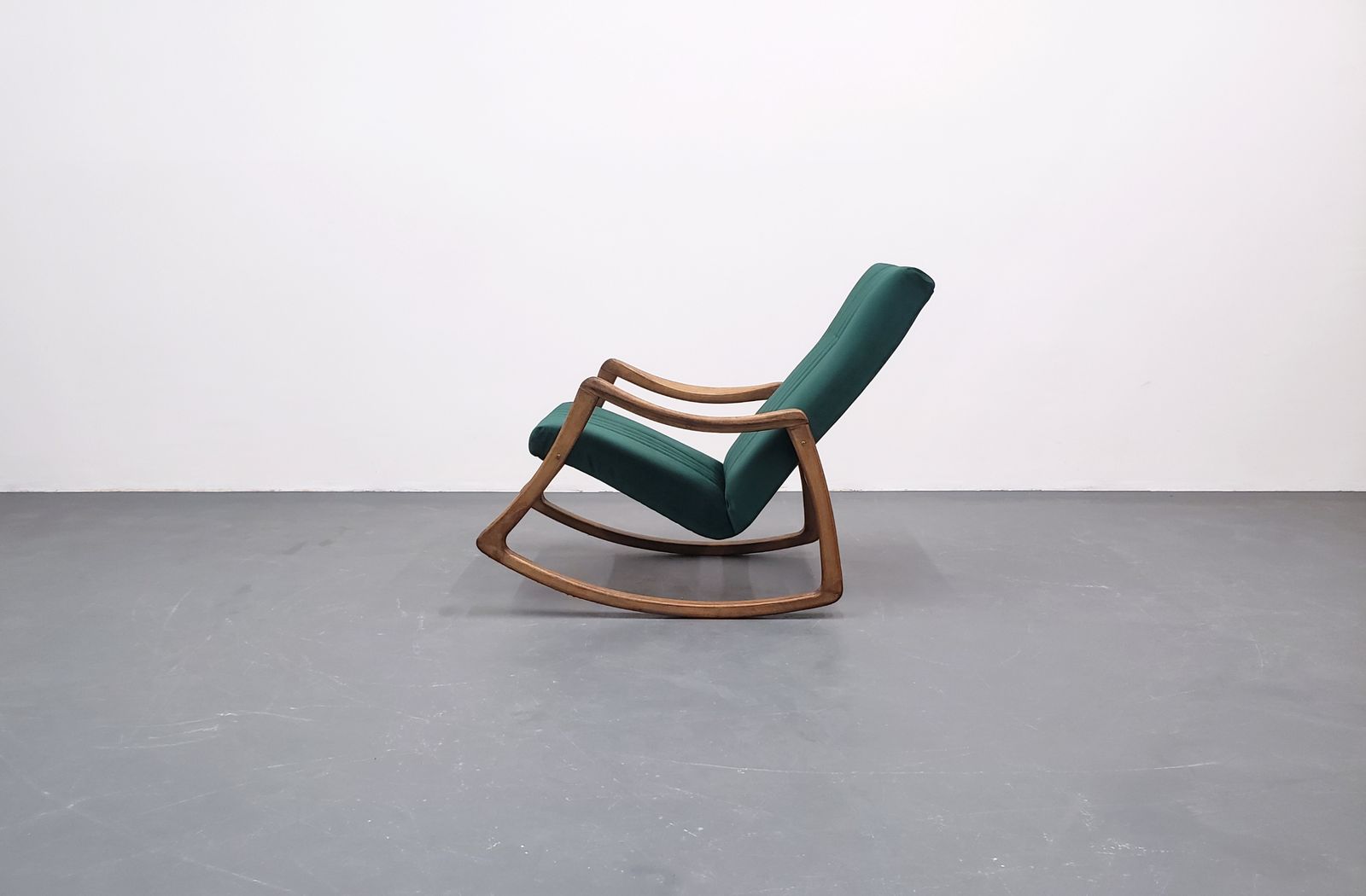 1960 Rocking Chair By Ton In Royal Greenvelvet photo vinterior