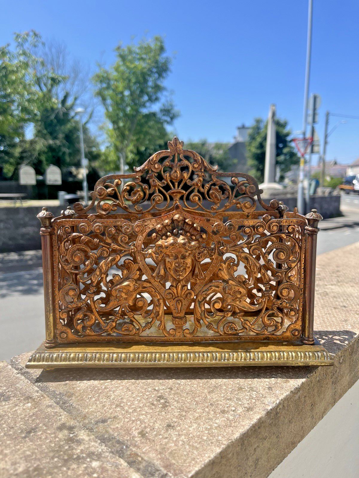 Exceptional Ornate Antique Wt&S William Tonks & Sons Bronze Desk Letter Rack