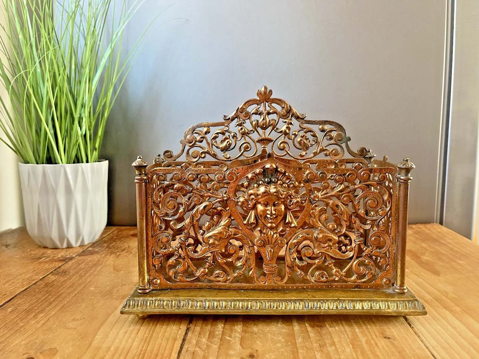 photo for sale Exceptional Ornate Antique Wt&S William Tonks & Sons Bronze Desk Letter Rack