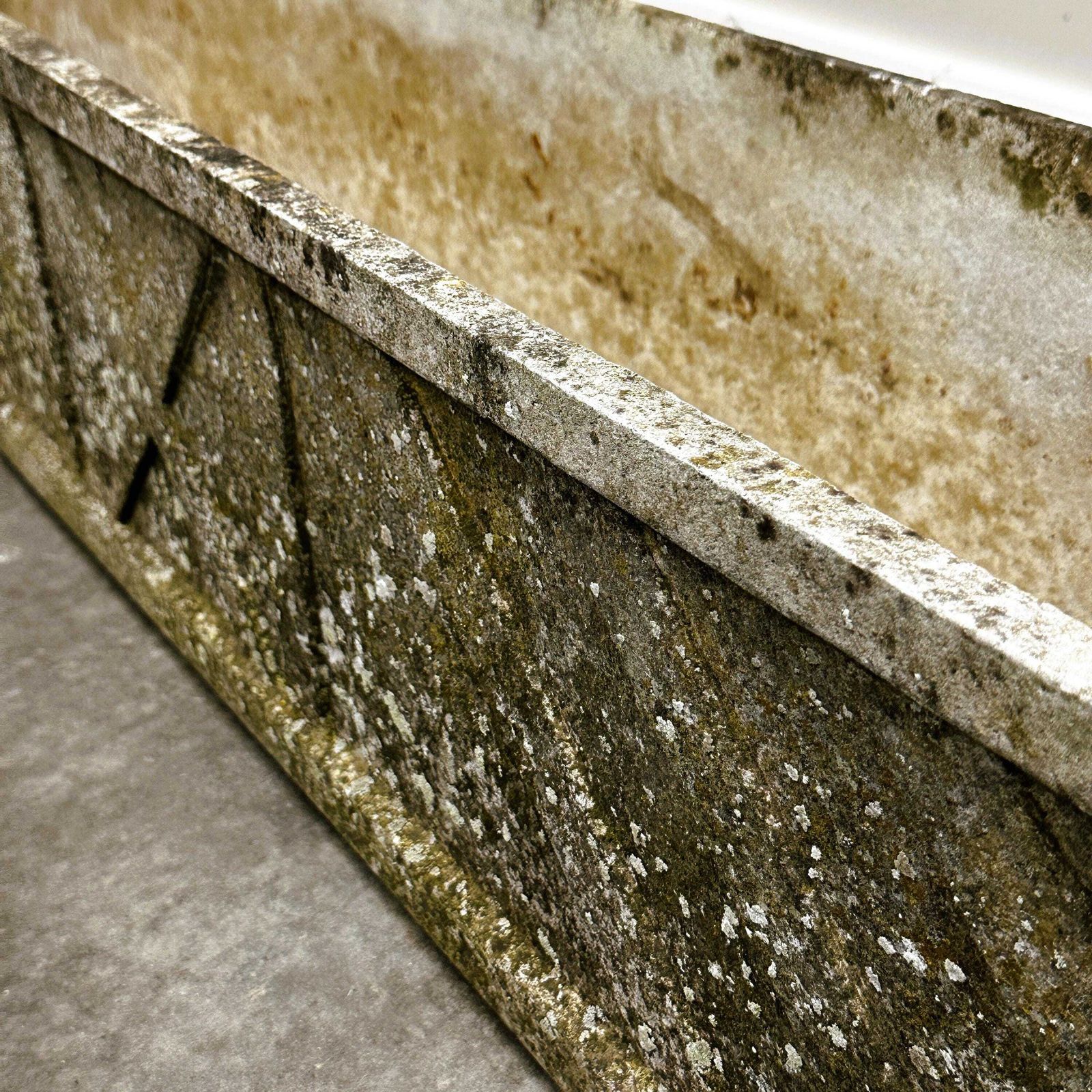 Vintage Lightweight Concrete Planter With Diagonal Relief, 1960s photo furniture