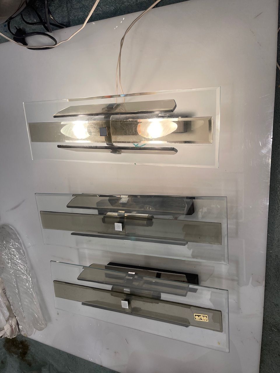 Glass Wall Sconces Set Of 3 By Arte, Italy, 1970s photo vinterior