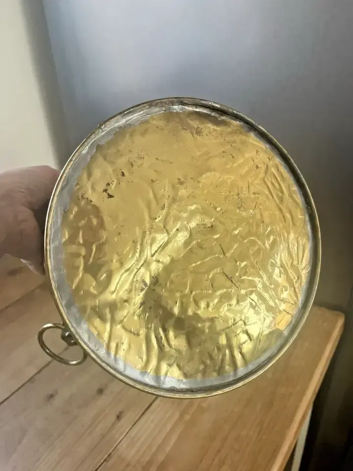 69.0 Vintage Brass Planter Plant Pot Lions Head Brass Handles Champagne Ice Bucket photo