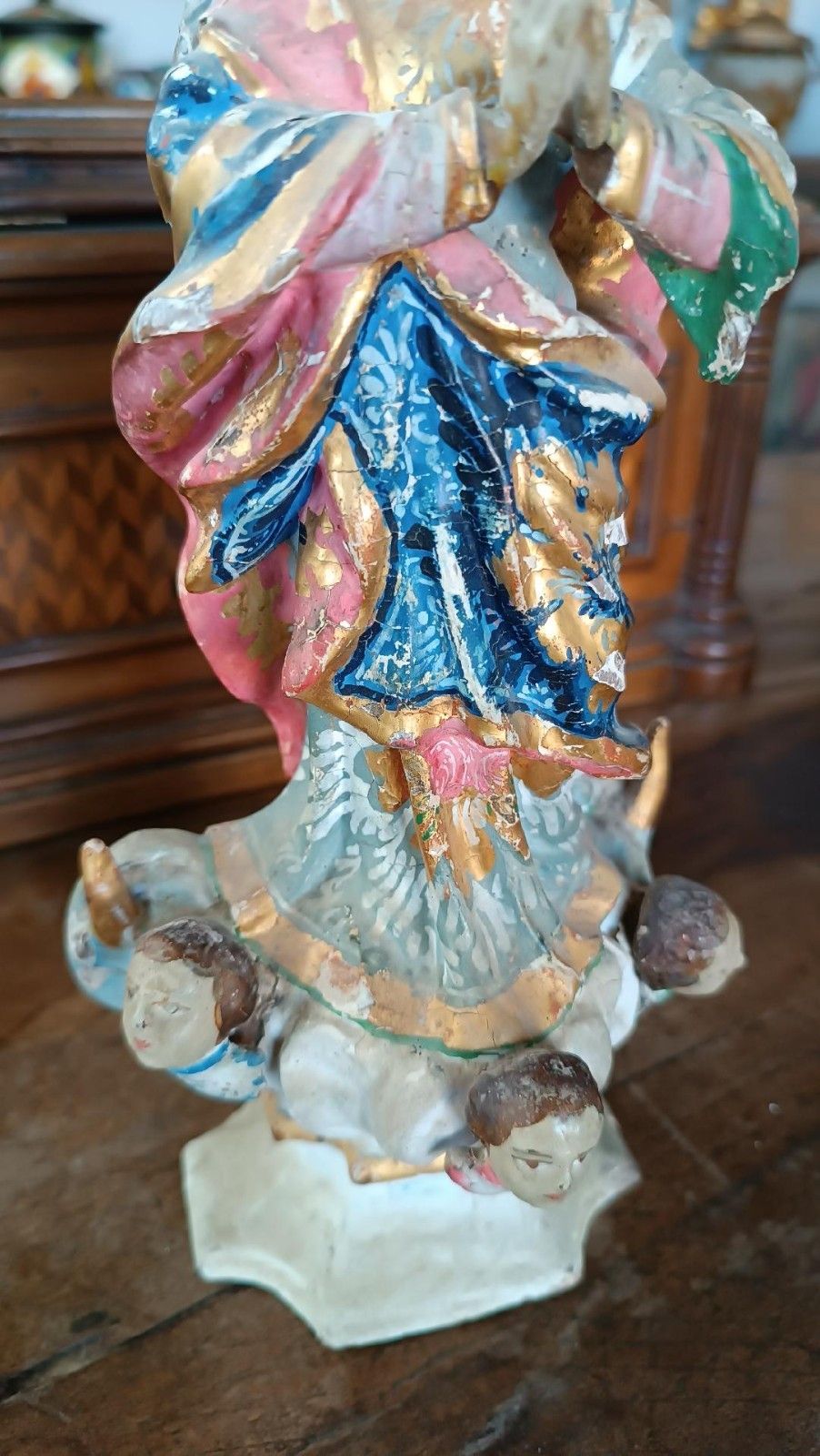 Antique Small Wooden Sculpture, Immaculate Madonna South America 19th Century photo 382.0