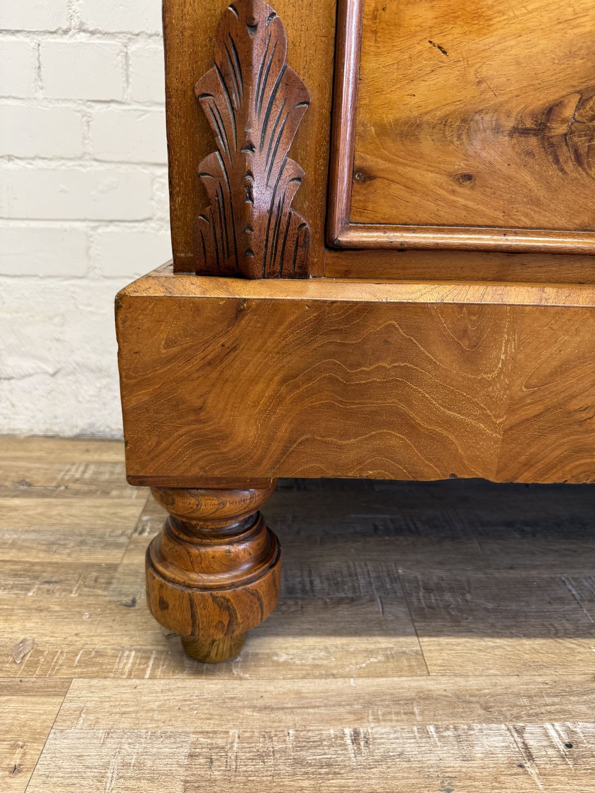 Furniture Edwardian Flame Mahogany Chest Of Drawers With Hidden Drawer –  Dated 1902 photo