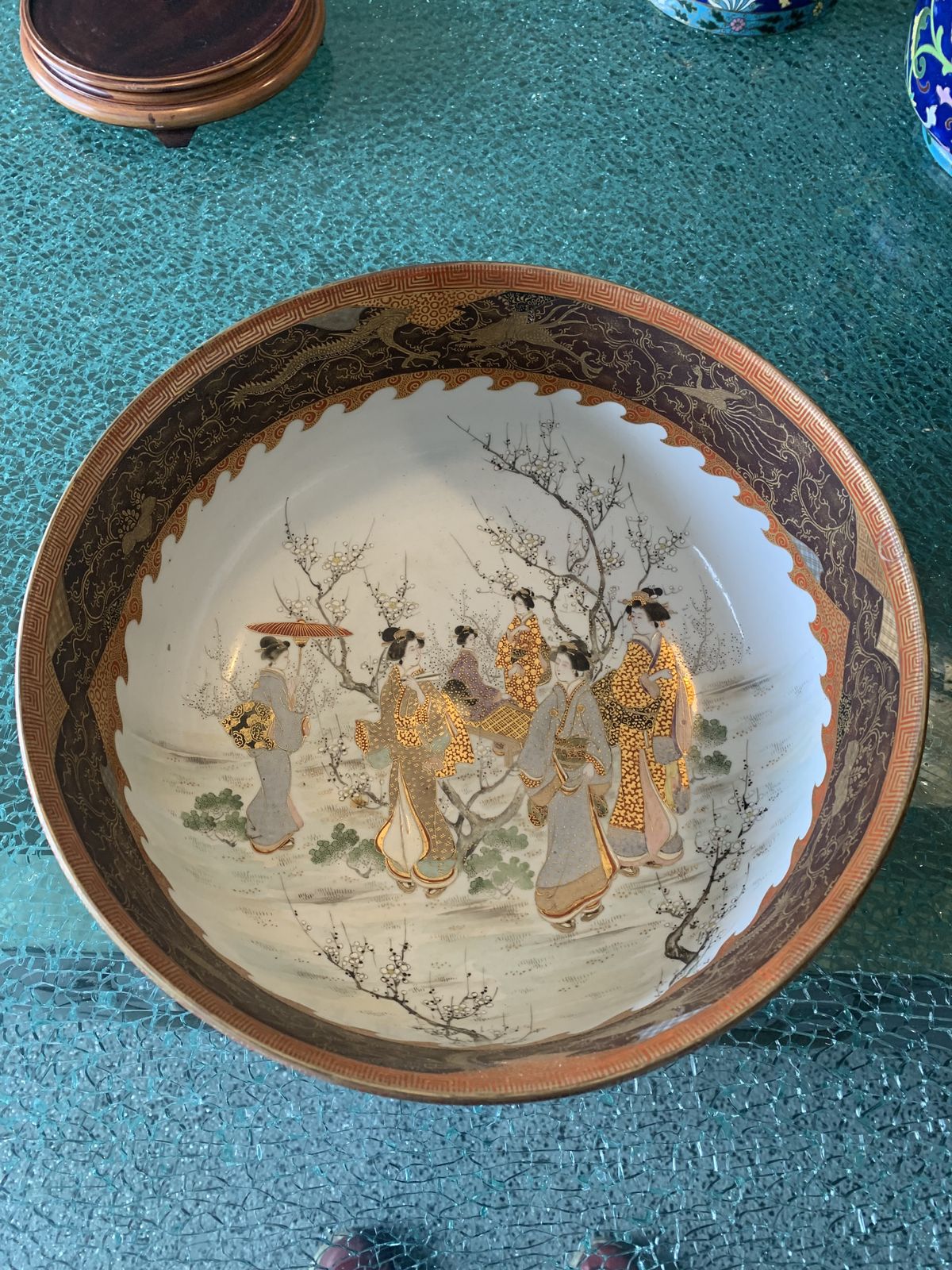 Antique Meiji Japanese Satsuma Bowl With Geishas photo Home Decor