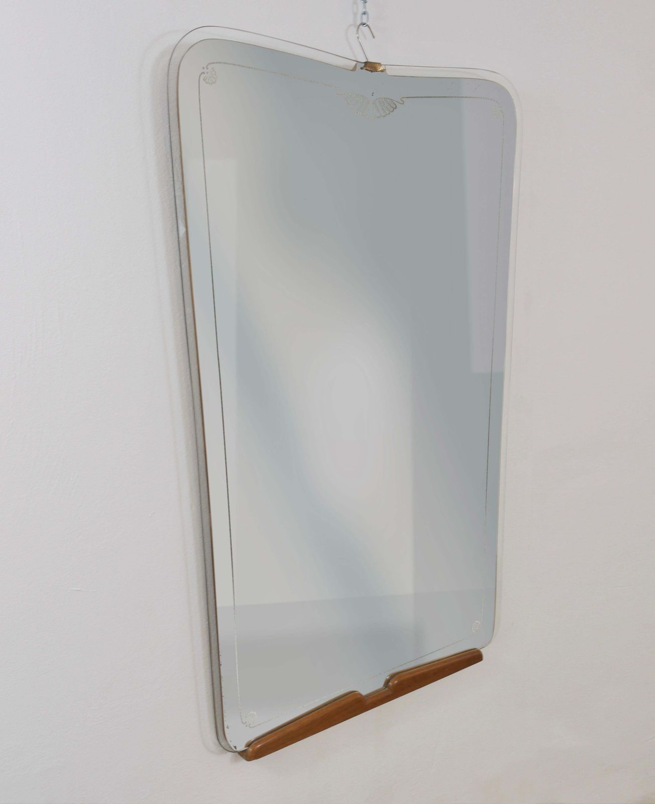 Home Decor Grand Paolo Buffa Cherry & Brass Wall Mirror, Mid Century Italy, Ca. 1940s photo