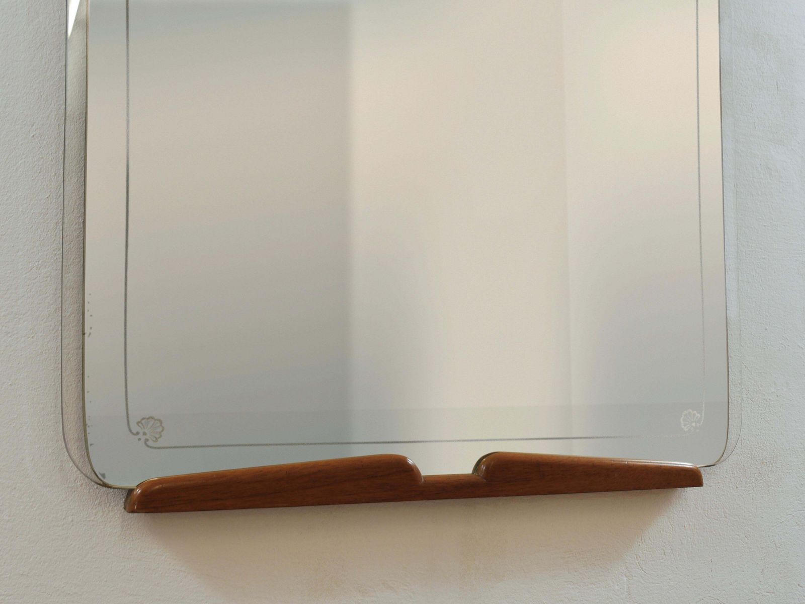 4395.0 Grand Paolo Buffa Cherry & Brass Wall Mirror, Mid Century Italy, Ca. 1940s photo