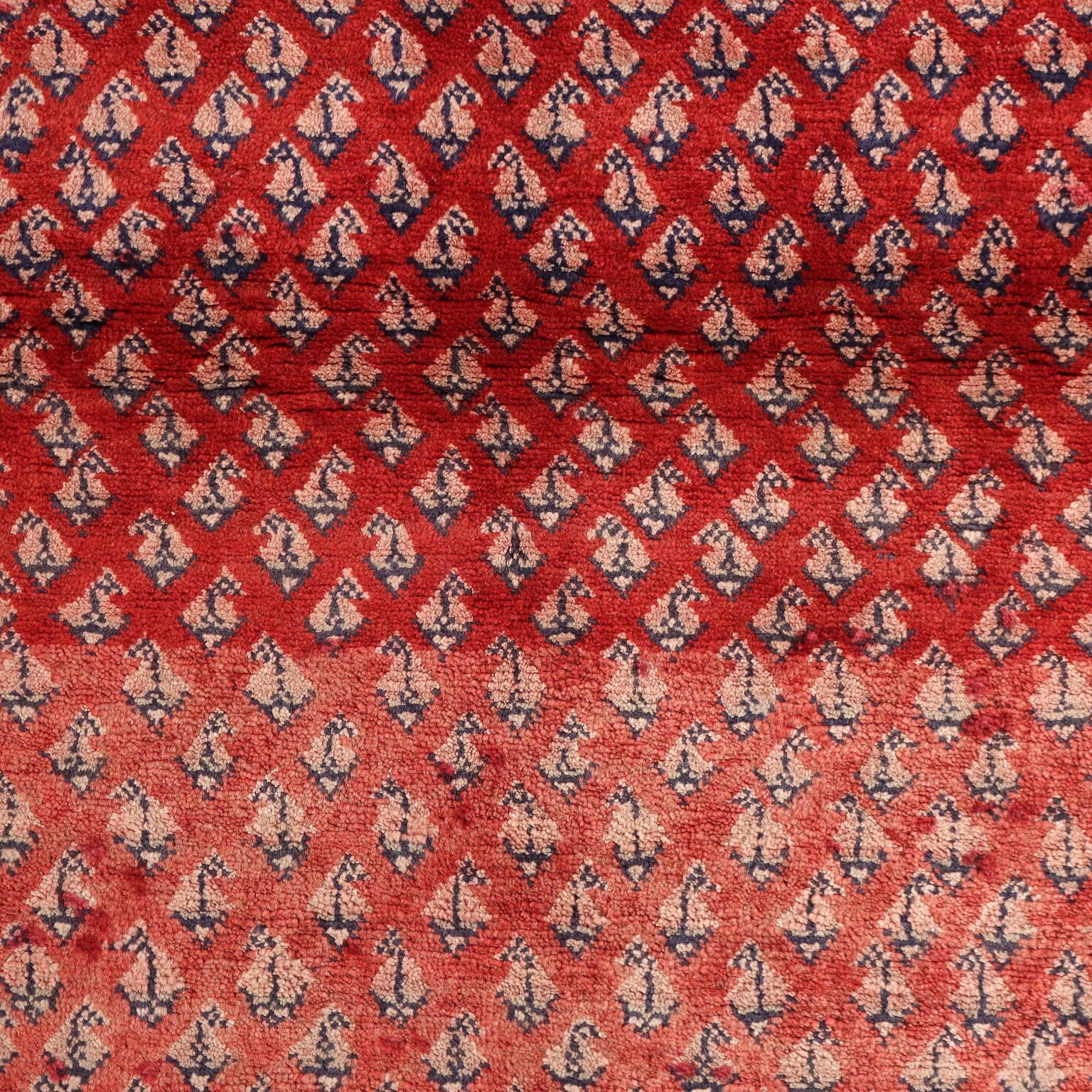 Antique Asian Carpet Wool Cotton Heavy Knot 112 X 42 In photo for sale