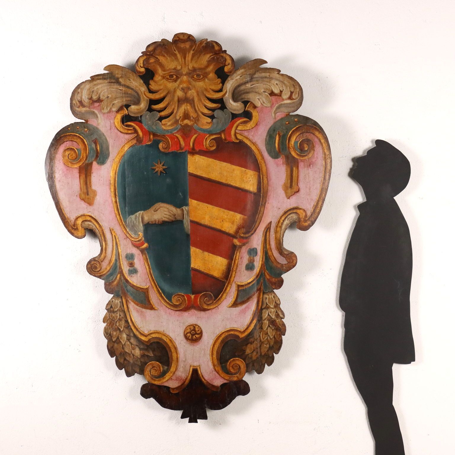 Antique Baroque Coat Of Arms Pasqui Poplar Florence XVIII Century photo furniture