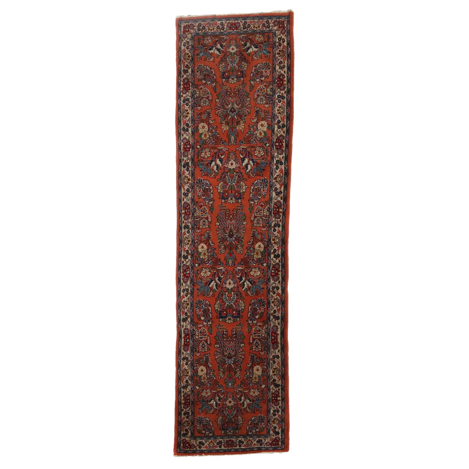 Antique Asian Carpet Wool Cotton Heavy Knot 115 X 25 In