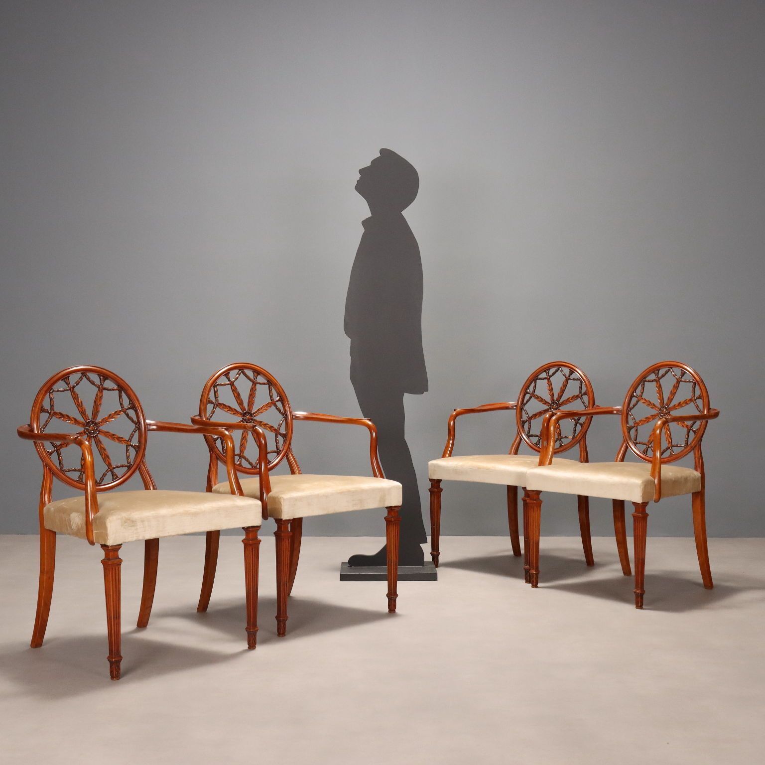 Antique Armchairs Cherrywood Fabric United Kingdom XX Century photo for sale