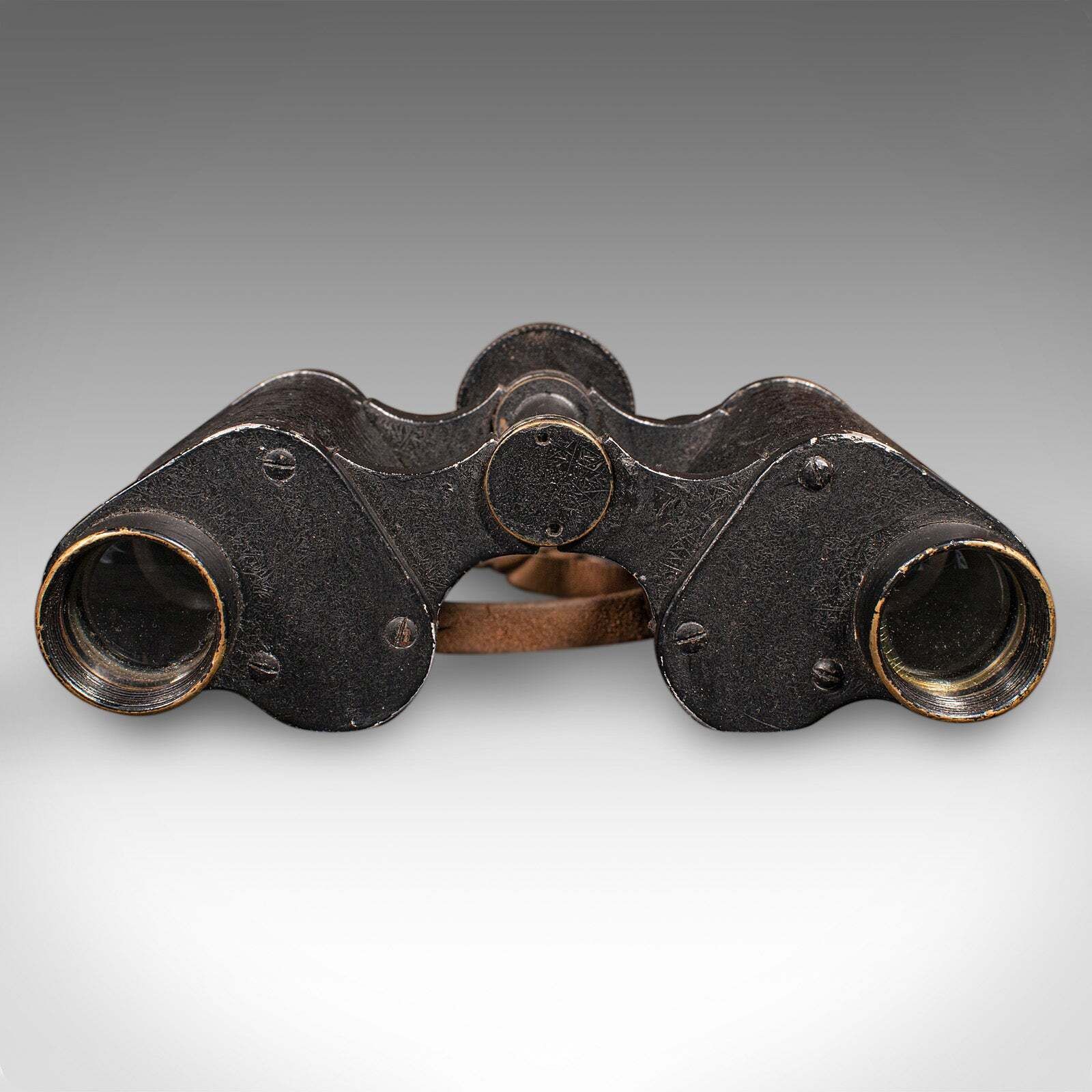 Vintage Pair Of Binoculars, Scottish, Racecourse Spotter's Glasses, Leather Case photo for sale