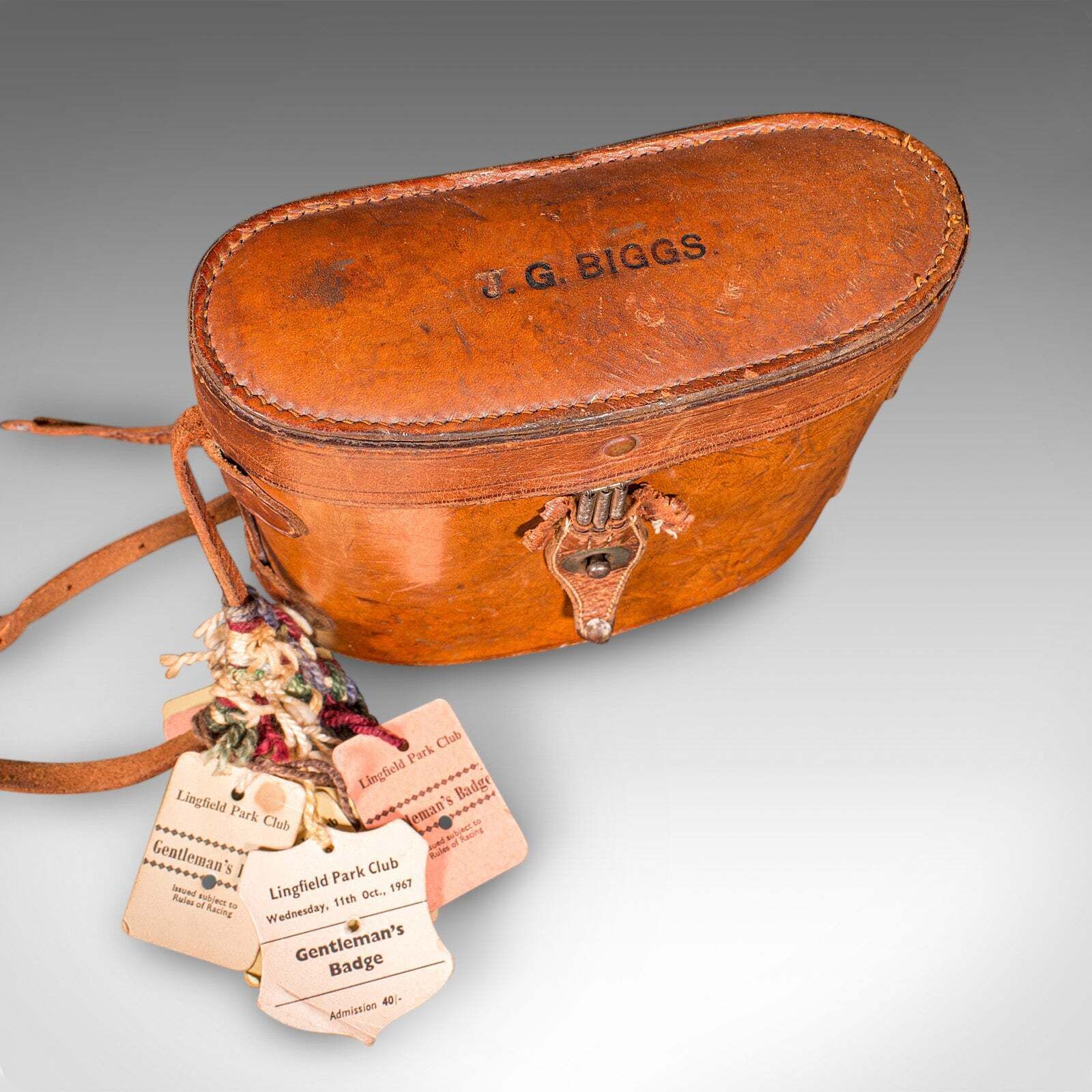 photo for sale Vintage Pair Of Binoculars, Scottish, Racecourse Spotter's Glasses, Leather Case